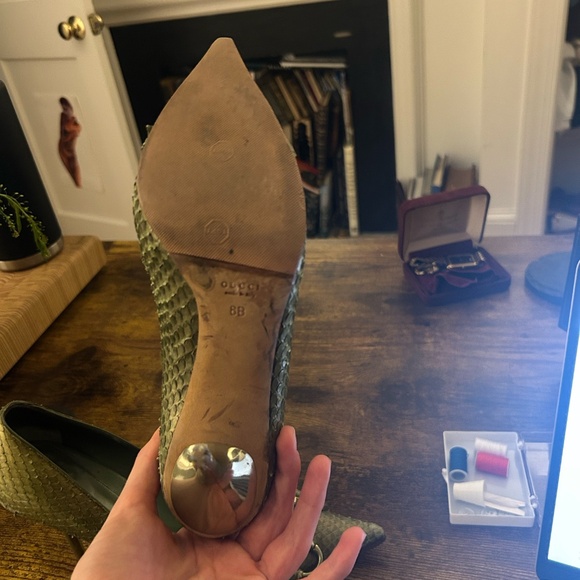 Horsebit Accent Snakeskin gucci heels - Picture 4 of 5